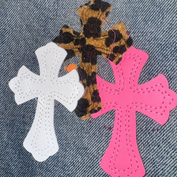 Chrome Hearts Jean Shorts Jorts Size 34 Cheetah Print Pink Crosses - Picture 14 of 14